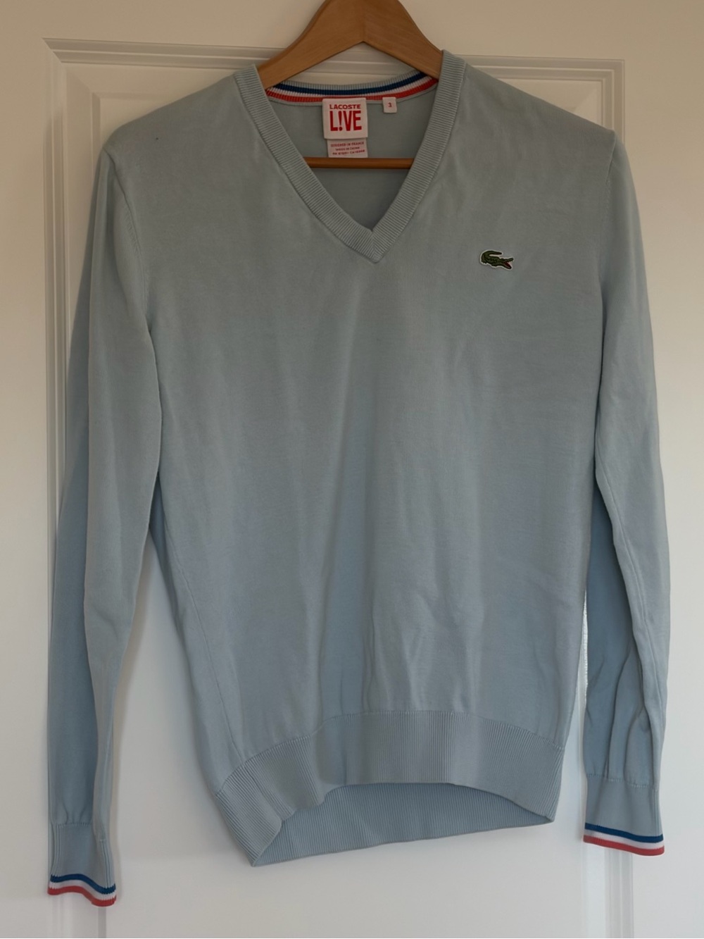Lacoste Men's Light Blue V-Neck Sweater